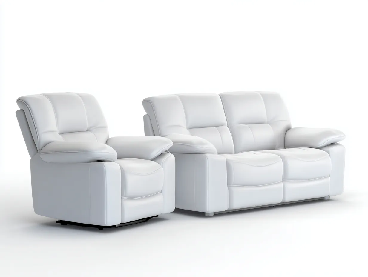 Conjunto de sofás reclinables cuero sintético 195x90x100 cm - blanco - diseño moderno confortable-Dololodecor