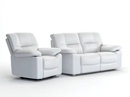 Conjunto de sofás reclinables cuero sintético 195x90x100 cm - blanco - diseño moderno confortable-Dololodecor