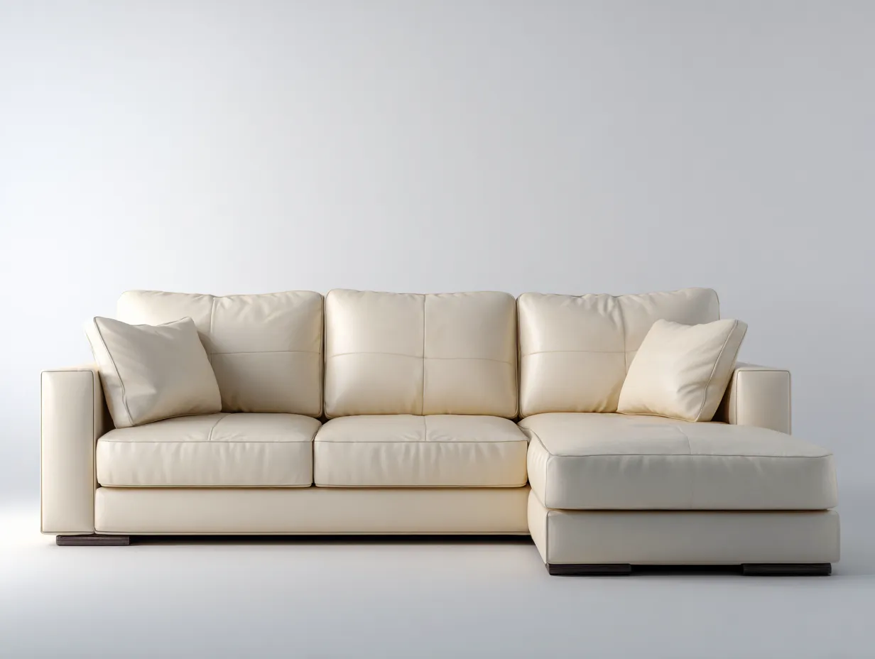 Sofás de esquina tapizado cuero sintético con estructura madera 270x165x85 cm - beige - diseño moderno para salón-Dololodecor