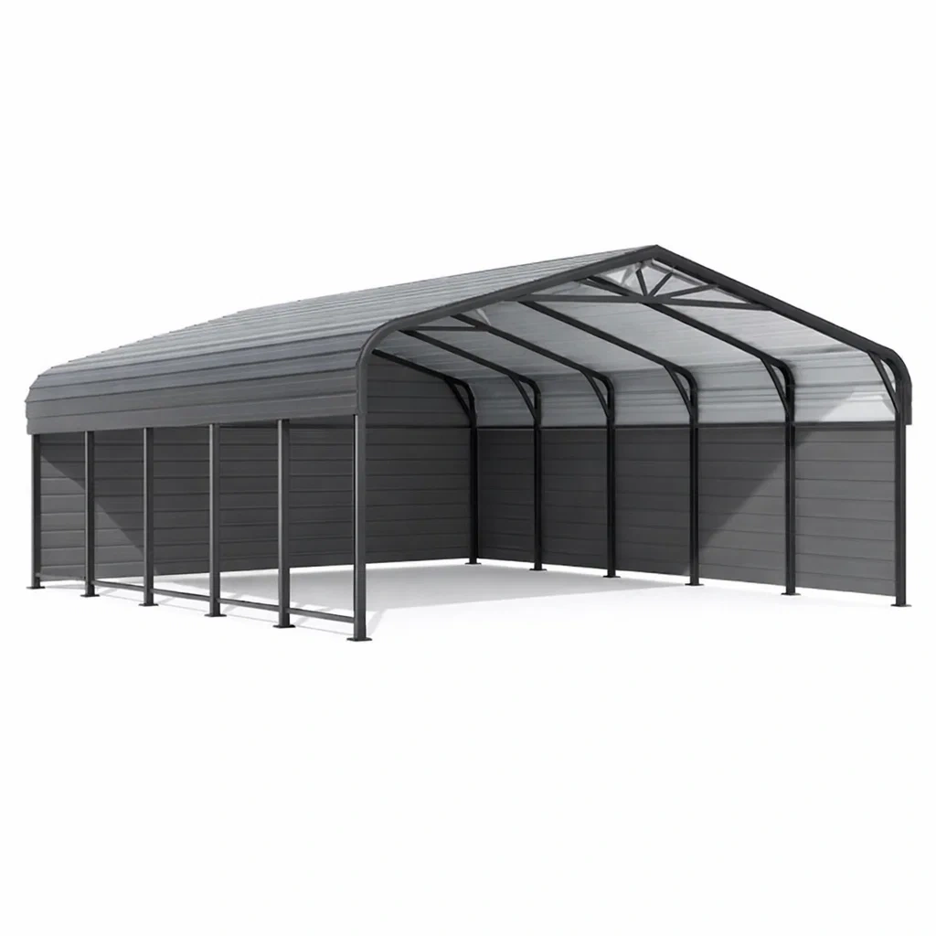 Metall-Carport Grau mit Polycarbonat-Dach, 600x300x240 cm-furnzora