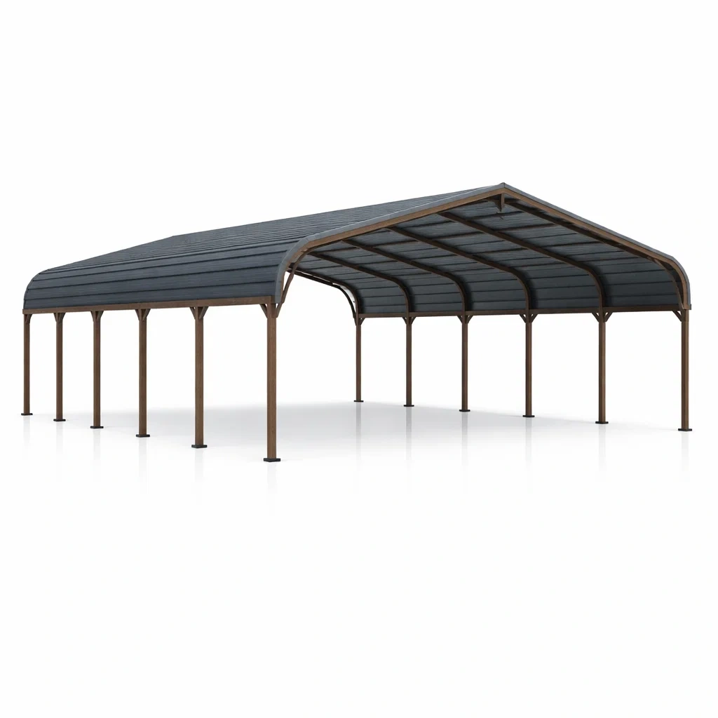 Carport aus Metall 900x300cm Braun Grau-furnzora