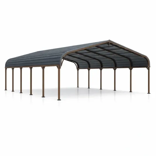 Carport aus Metall 900x300cm Braun Grau-furnzora