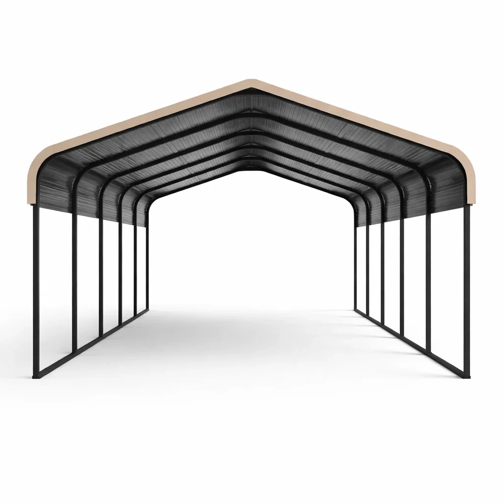 Carport Metall Schwarz 600 cm x 300 cm x 240 cm-furnzora