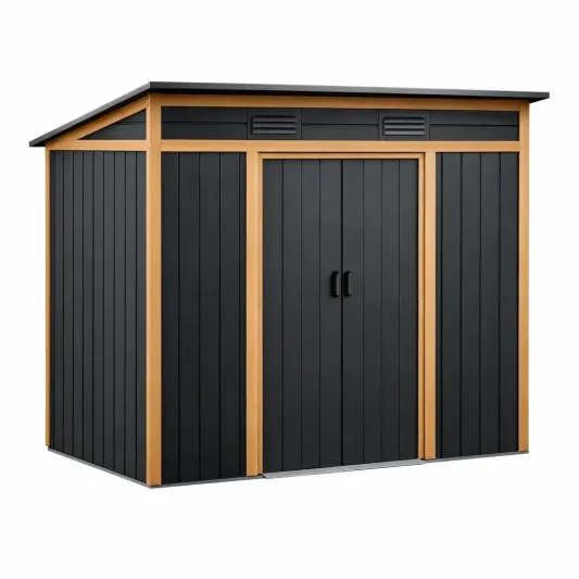 Gartenhaus aus Stahl und Aluminiumrahmen 213x130x173 cm Schwarz-furnzora