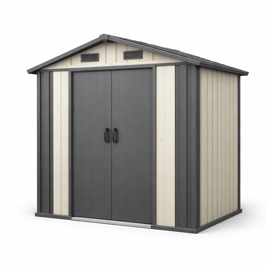 Gartenhaus Kunststoff Beige und Grau 185x152x226 cm-furnzora