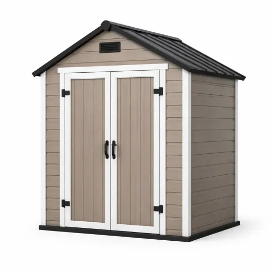 Kunststoff Gartenhaus Doppeltür Beige 185x152x226 cm-furnzora