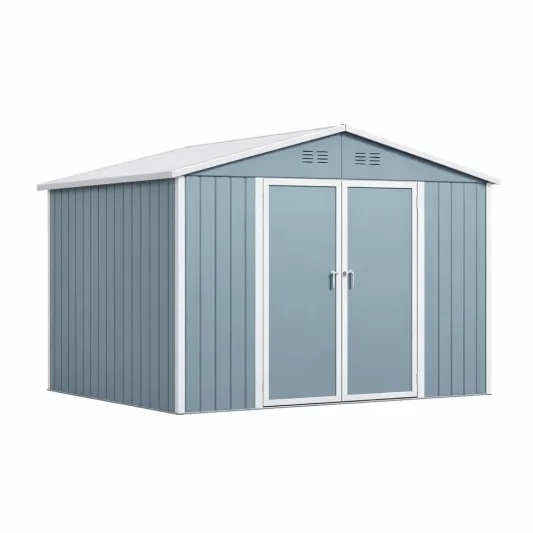 Stahlgerätehaus Blau 257x312x178 cm Doppeltür-furnzora