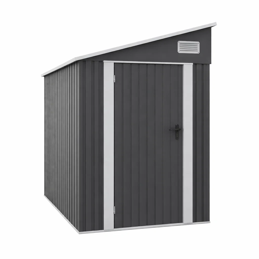 Metall Geräteschuppen mit Schräge Dach Grau 213x130x185 cm-furnzora
