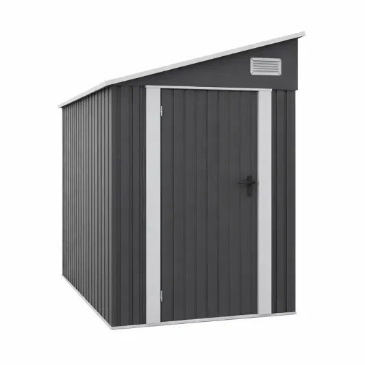 Metall Geräteschuppen mit Schräge Dach Grau 213x130x185 cm-furnzora