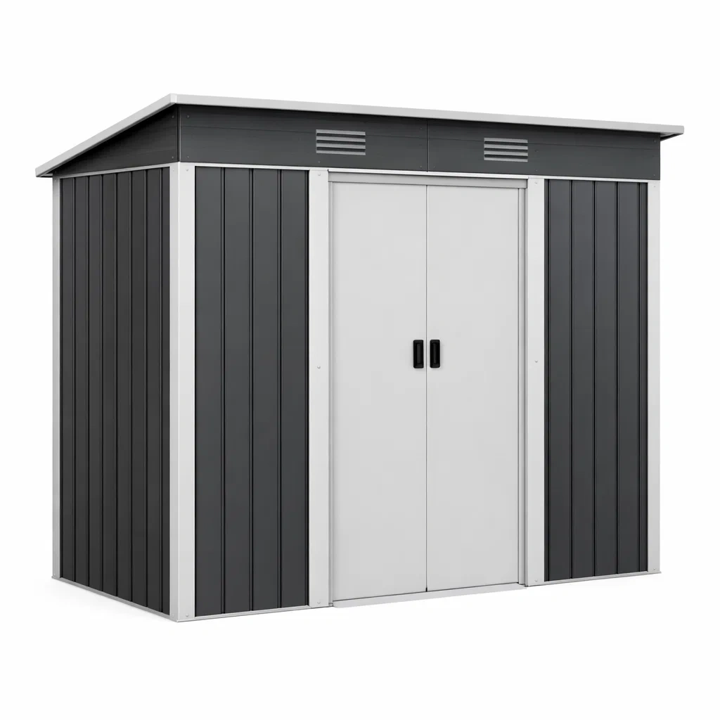 Metall Gartenhaus Verzinkter Stahl Grau 213x130x173cm-furnzora