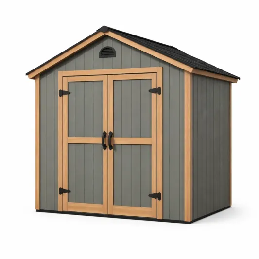 Gartenhaus Kunststoff Grau/Braun 185x152x226 cm-furnzora