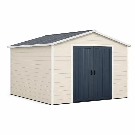 Polypropylen Gartenhaus Beige Dunkelgrau 305x255x209 cm-furnzora