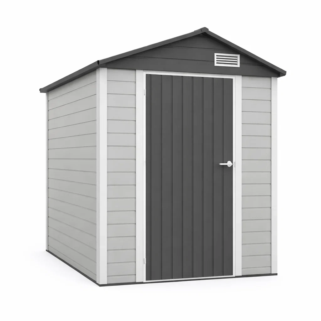 Kunststoff Gartenhaus Polypropylen Grau/Weiß 185x152x226cm-furnzora