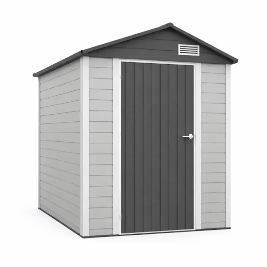 Kunststoff Gartenhaus Polypropylen Grau/Weiß 185x152x226cm-furnzora