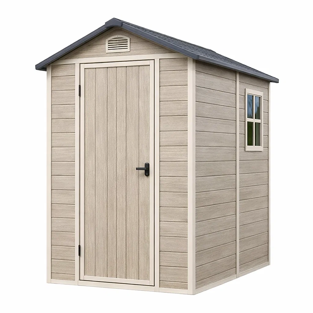 Kunststoff Garten Aufbewahrungsschuppen Beige/Grau-furnzora