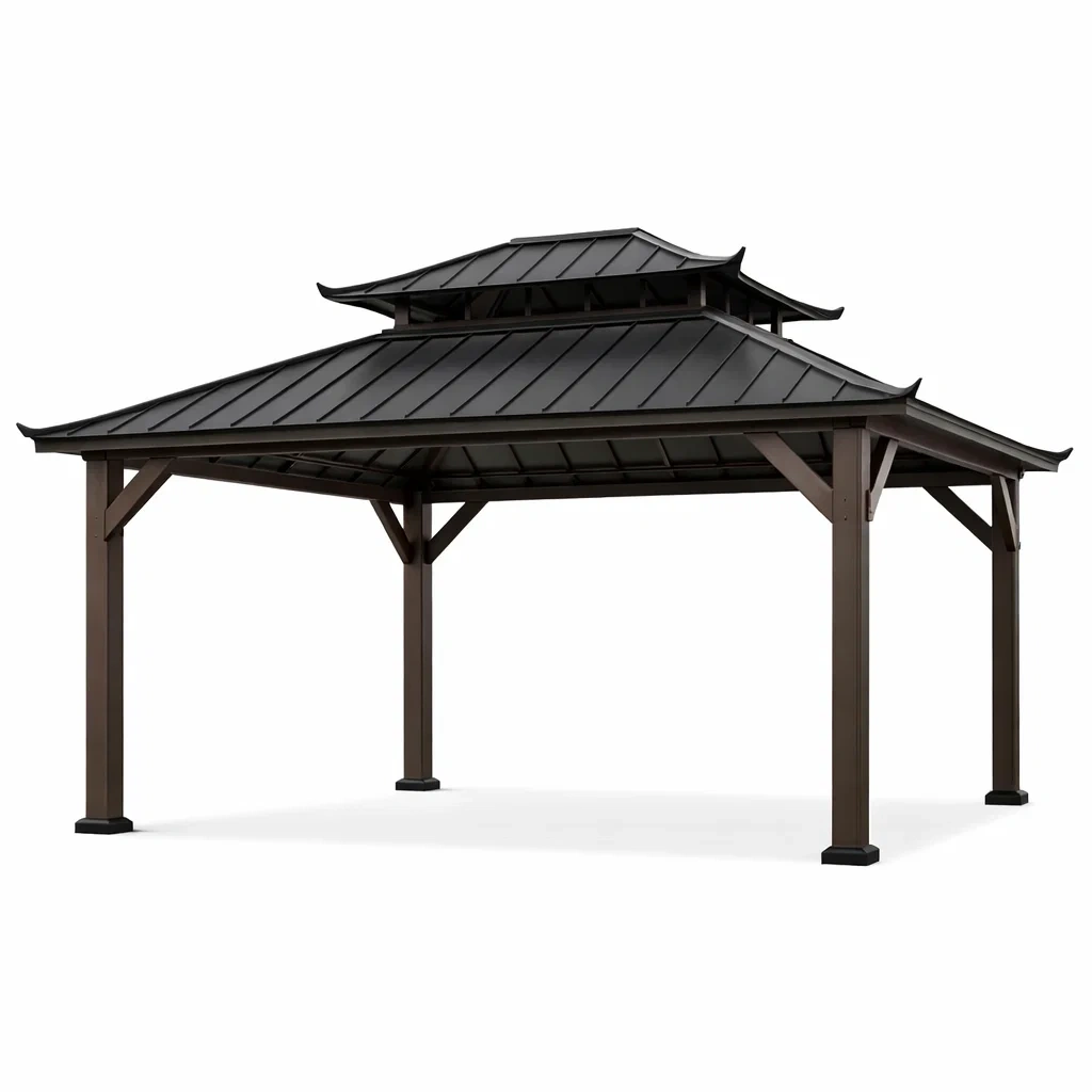 Metall Pavillon Aluminium mit Stahldach 400x300x300cm-furnzora