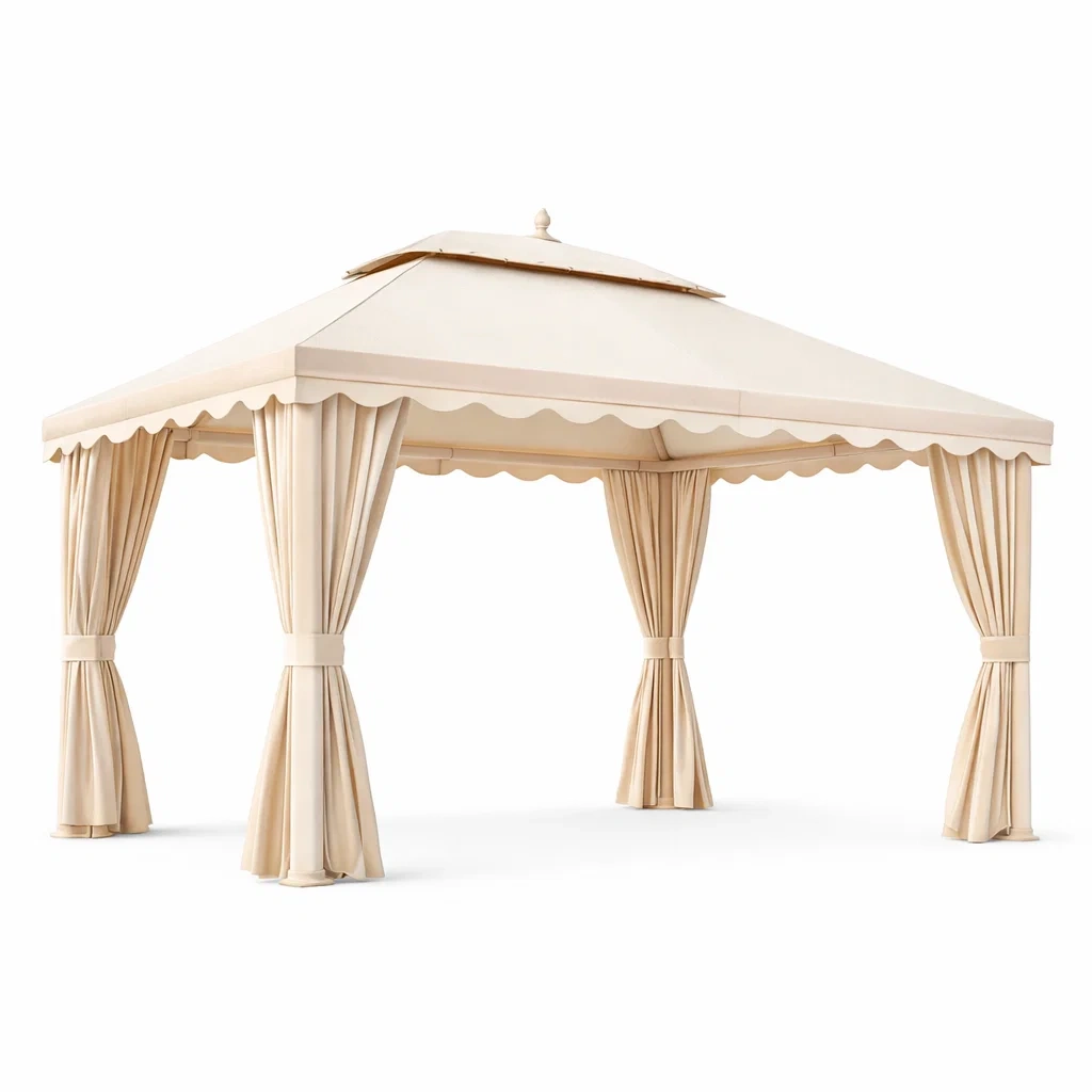 Pavillon Garten Beige Polyester Stahlrahmen 3x4m-furnzora