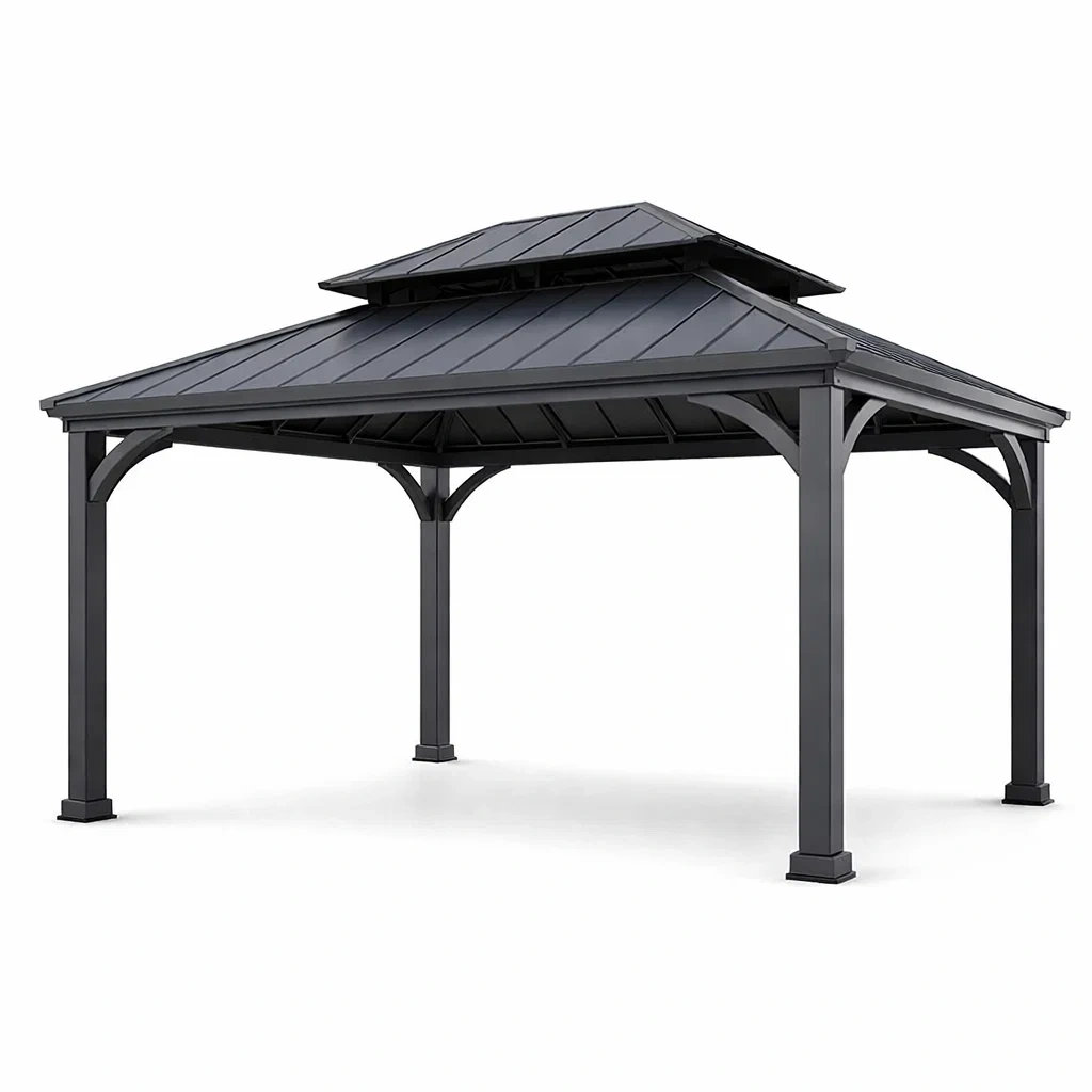 Pavillon Aluminiumrahmen Anthrazit 300x300cm-furnzora