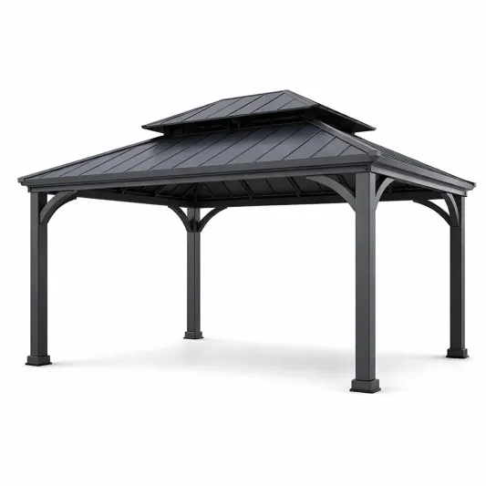Pavillon Aluminiumrahmen Anthrazit 300x300cm-furnzora