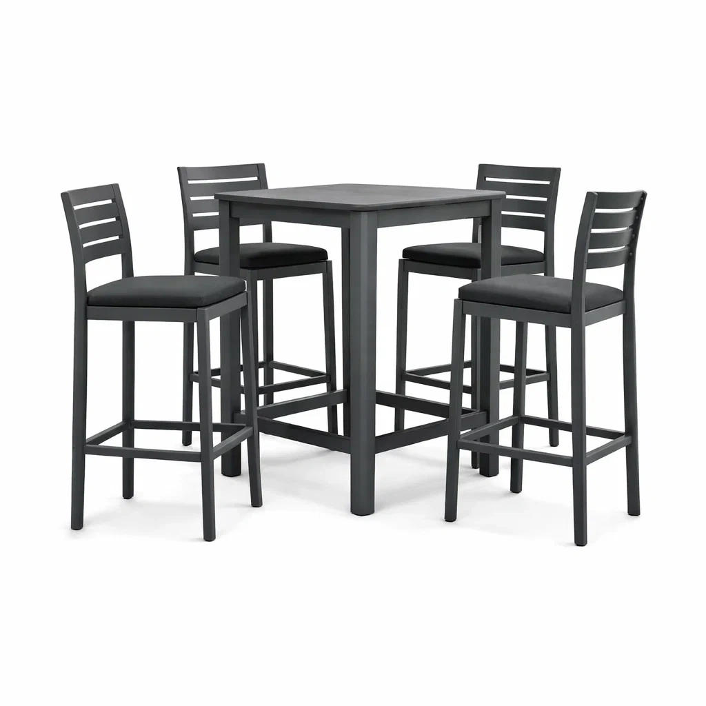 5-teiliges Bartisch-Set Schwarz Metall 70x70x105 cm-furnzora
