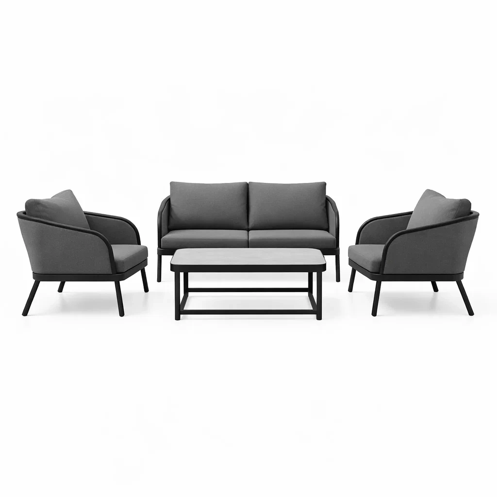 Gartensofa-Set Aluminium, Polyester Dunkelgrau-furnzora