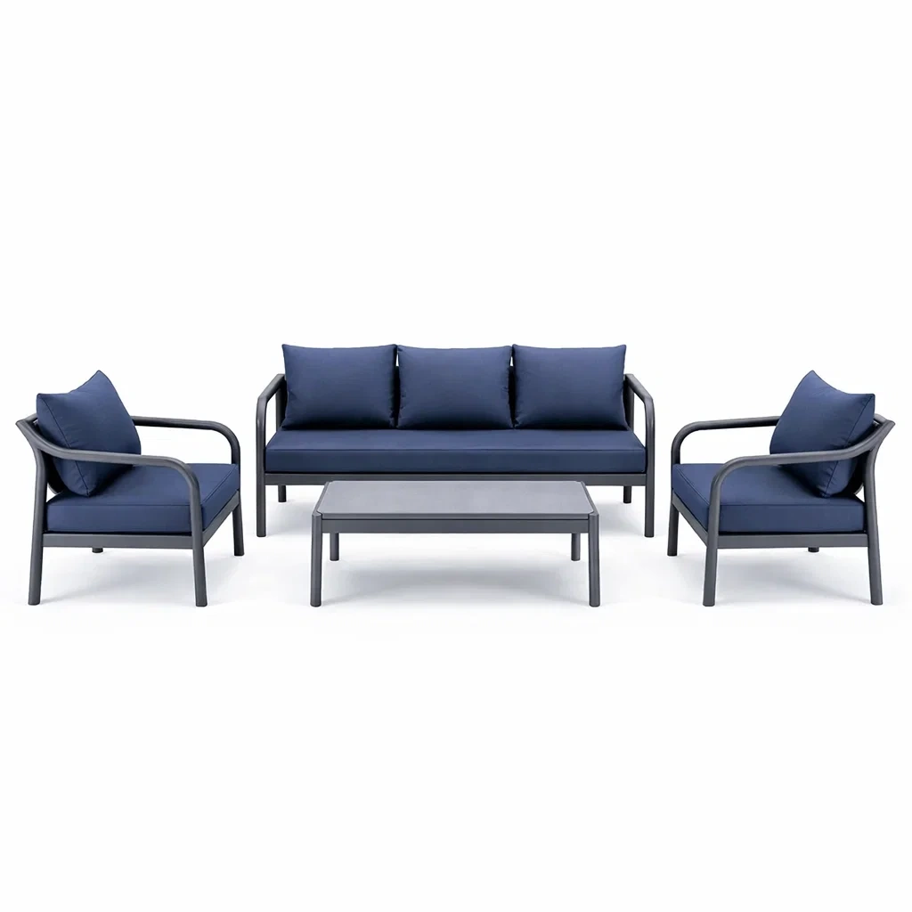 Gartenmöbelset 4-teilig Aluminium Dunkelblau-furnzora