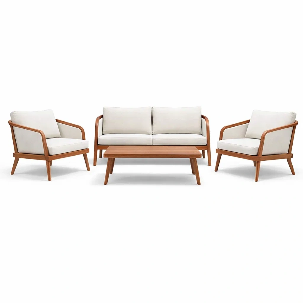 Gartenmöbel-Set Akazienholz mit Polyestergewebe in Beige-furnzora
