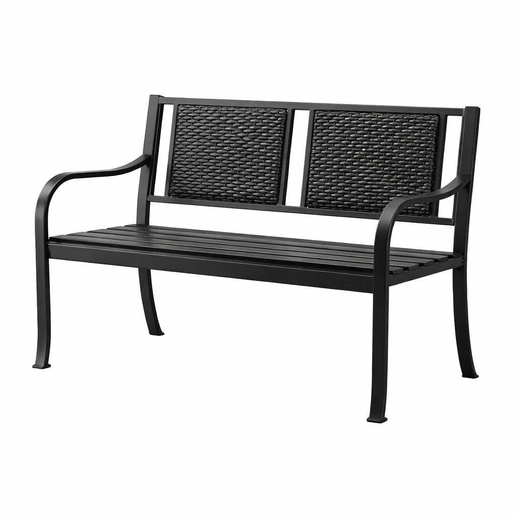 Gartenbank Metall und Polyethylen Schwarz-furnzora