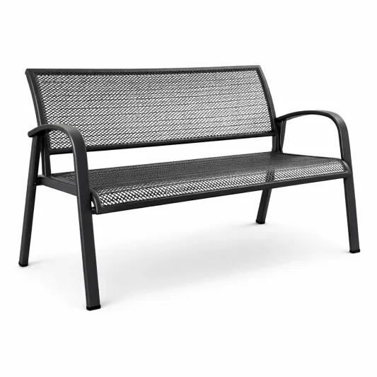 Sitzbank aus Metall mit Netzrückenlehne Schwarz 120 cm-furnzora