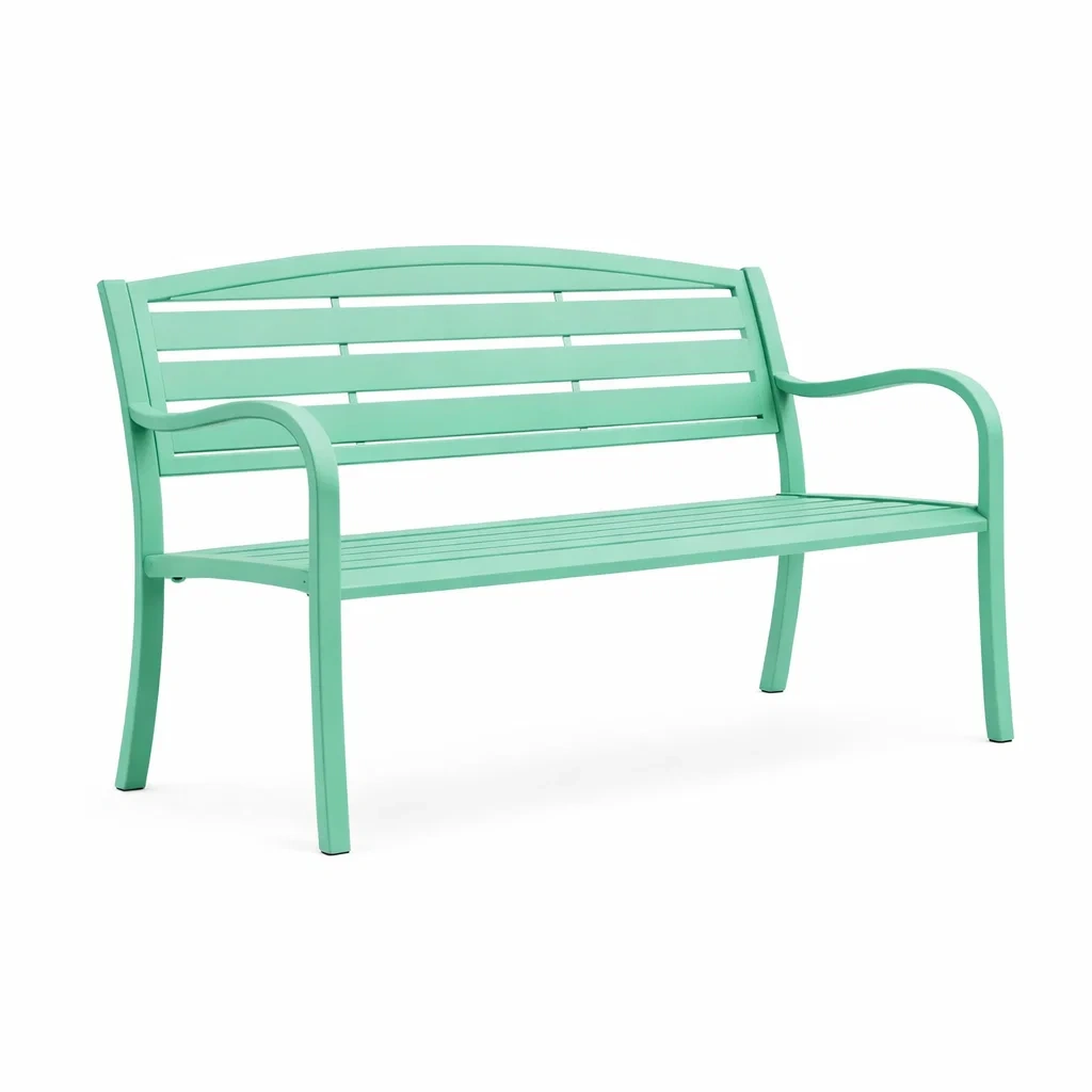 Metall Gartenbank, Mintgrün, 128 cm-furnzora
