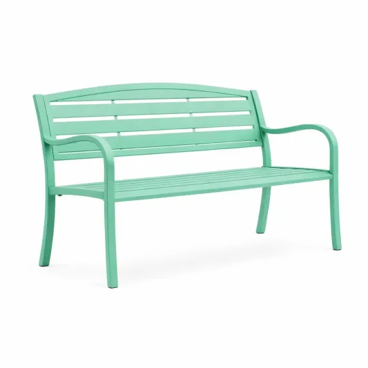 Metall Gartenbank, Mintgrün, 128 cm-furnzora