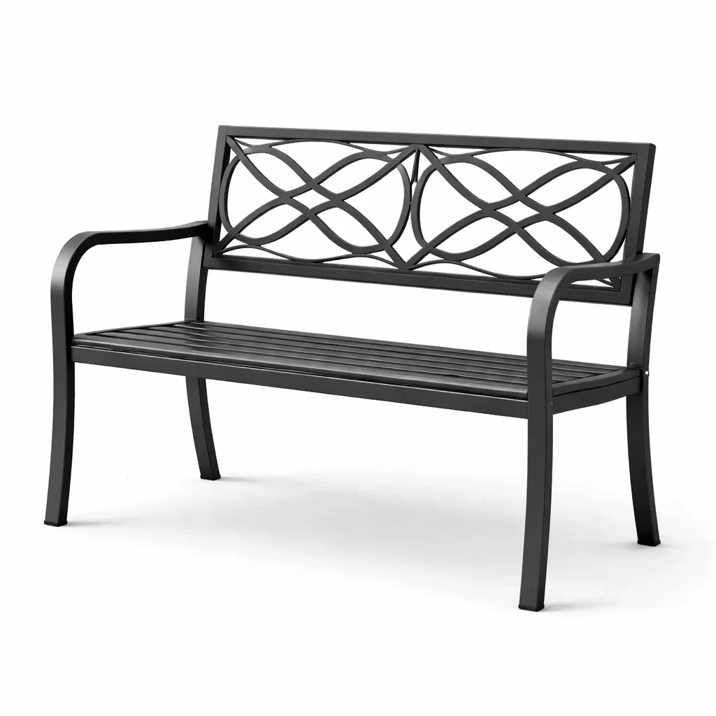 Gartenbank Metall Schwarz 122cm-furnzora