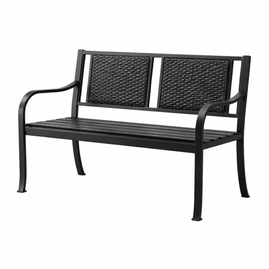 Gartenbank Metall und Polyethylen Schwarz-furnzora