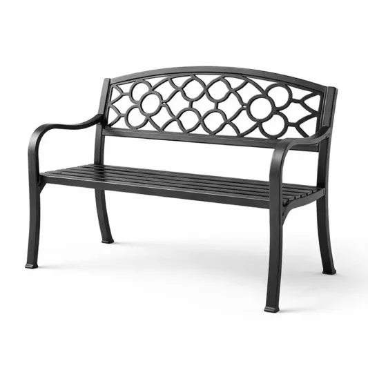 Gartenbank aus Aluminium Schwarz 127cm-furnzora