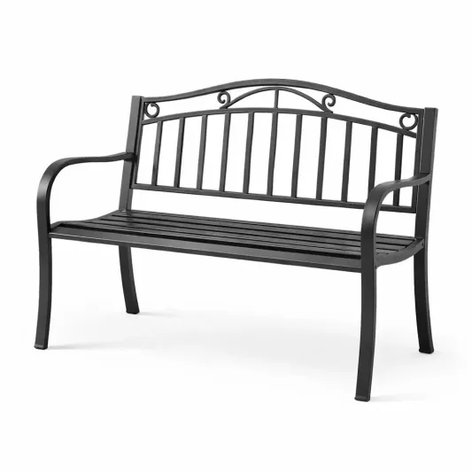 Metall Gartenbank Schwarz 126x60x85 cm-furnzora