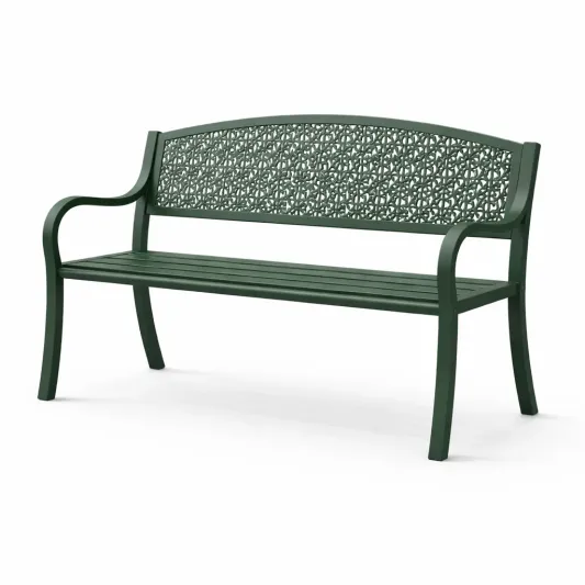 Metall-Gartenbank aus pulverbeschichtetem Metall Grün 120 x 62 x 82 cm-furnzora