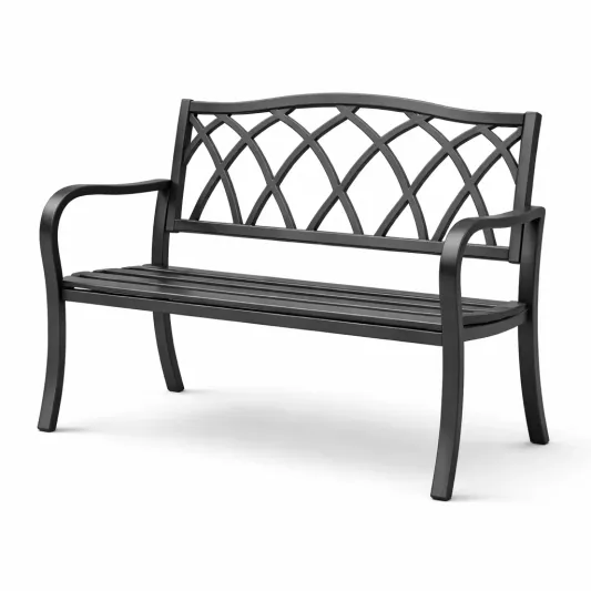 Metall Gartenbank Schwarz 125x60x87 cm-furnzora