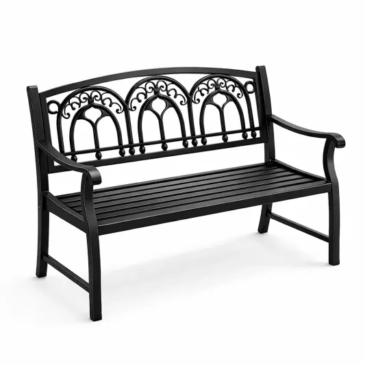 Gartenbank Metall Gusseisen Schwarz 127 cm-furnzora