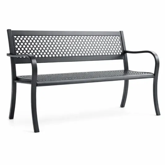 Metall Gartenbank Schwarz 125x60x80 cm-furnzora