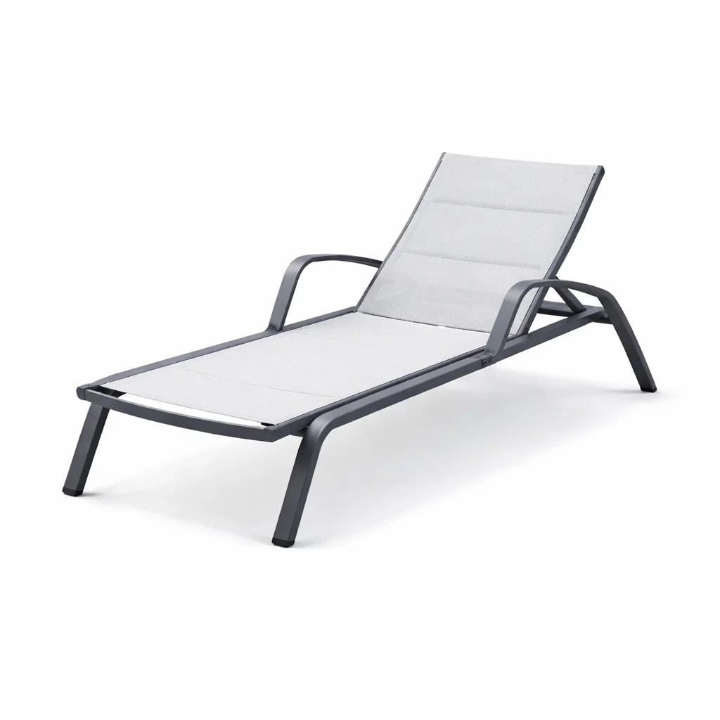 Liegestuhl Aluminium Textilene Grau 196cm x 65cm x 32cm-furnzora