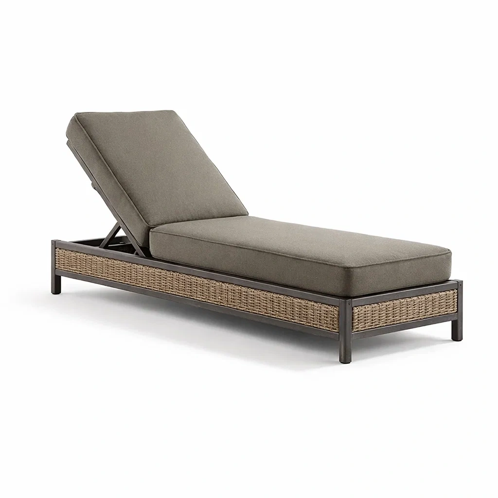 Metall-Rattan Sonnenliege Grau-furnzora
