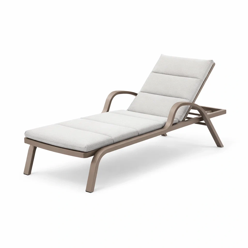 Aluminium Sonnenliege Beige mit Polyesterkissen 195 cm-furnzora