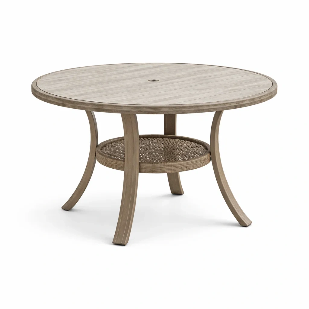 Runder Esstisch Aluminium Holzoptik Ø 120cm-furnzora