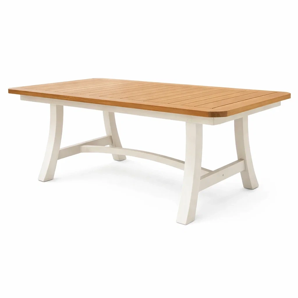 Gartentisch Teakholz Weiß Aluminium Rechteckig 200 cm-furnzora