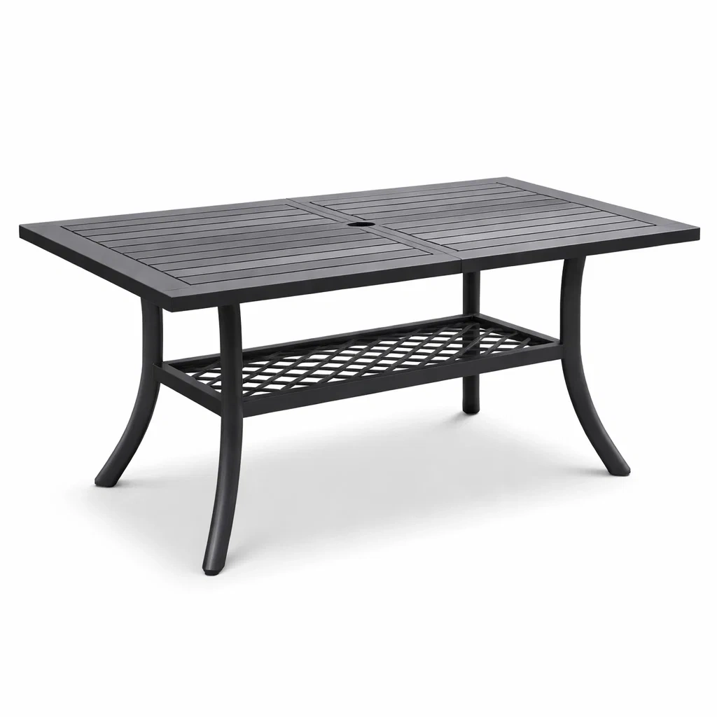 Gartentisch Aluminium Rechteckig Schwarz 150x90x72cm-furnzora