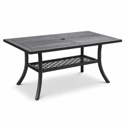 Gartentisch Aluminium Rechteckig Schwarz 150x90x72cm-furnzora