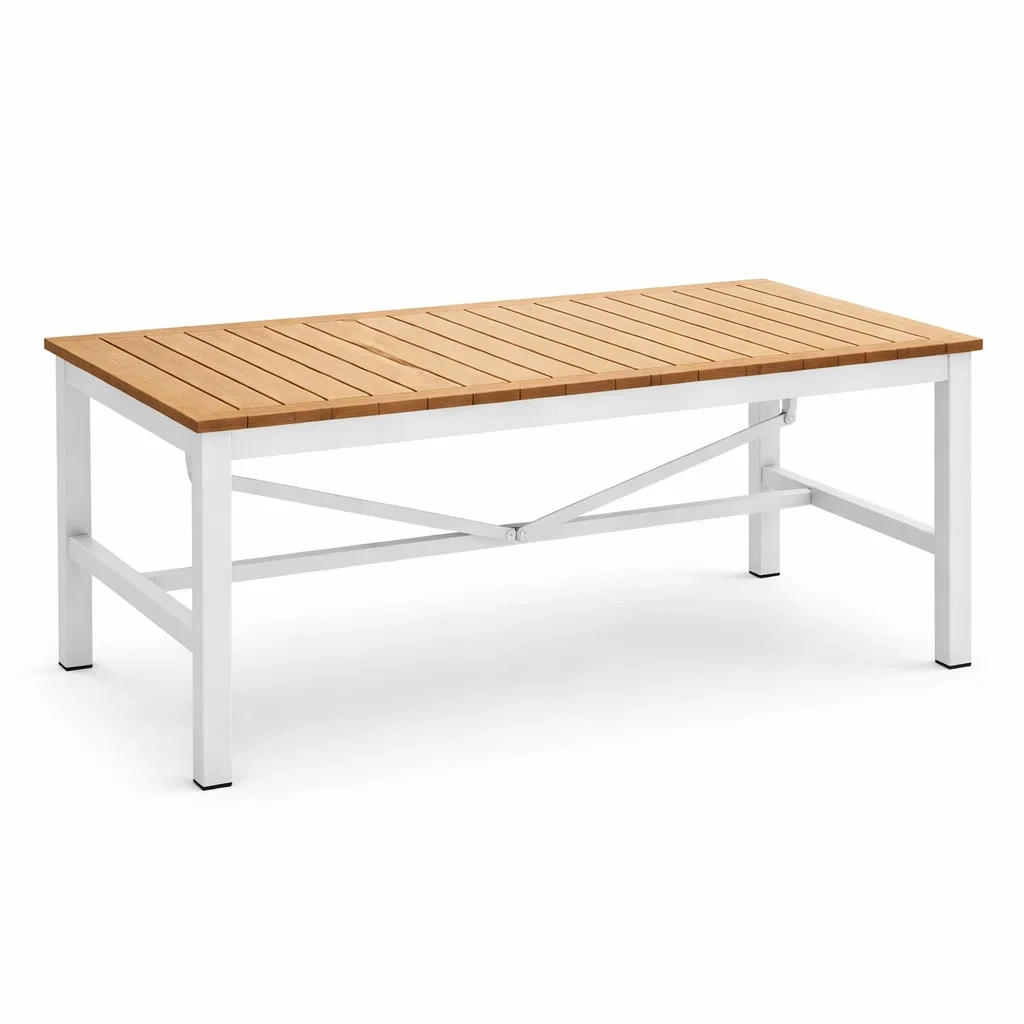 Gartentisch Teakholz Aluminium 150x90x75 cm-furnzora