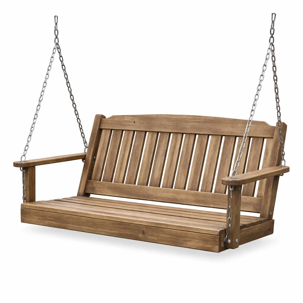 Holz Schaukelbank 2-Sitzer mit Ketten für Außenbereich-furnzora