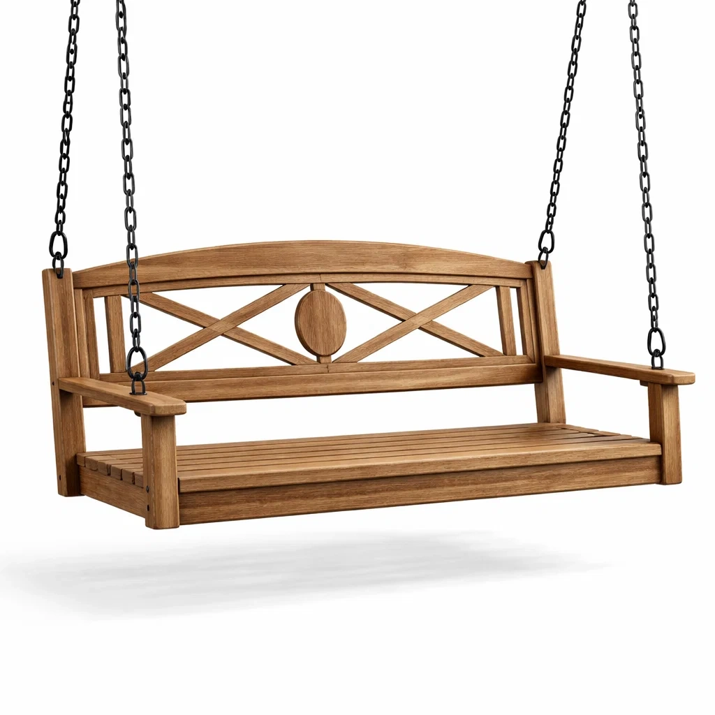 Holz Hängeschaukelbank mit Eisenketten Eiche 150 cm-furnzora
