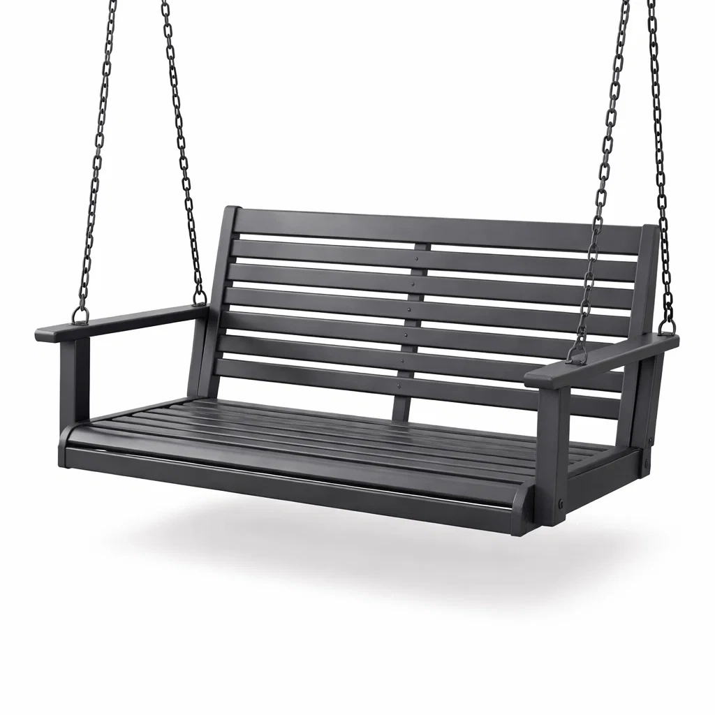 Gartenschaukelbank Stahl Dunkelgrau 120 cm-furnzora